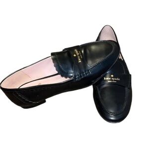 Kate Spade Cara Flora Black Leather Shoes Size 7.5